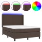 vidaXL Boxspringbett mit Matratze & LED Braun 140x190 cm Kunstleder vidaXL Boxspringbett mit Matratze & LED Braun 140x190 cm Kunstleder