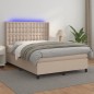 vidaXL Boxspringbett mit Matratze & LED Cappuccino-Braun 140x190cm vidaXL Boxspringbett mit Matratze & LED Cappuccino-Braun 140x190cm