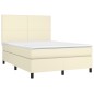 vidaXL Boxspringbett mit Matratze Creme 140x190 cm Kunstleder vidaXL Boxspringbett mit Matratze Creme 140x190 cm Kunstleder