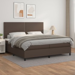 vidaXL Boxspringbett mit Matratze Braun 200x200 cm Kunstleder