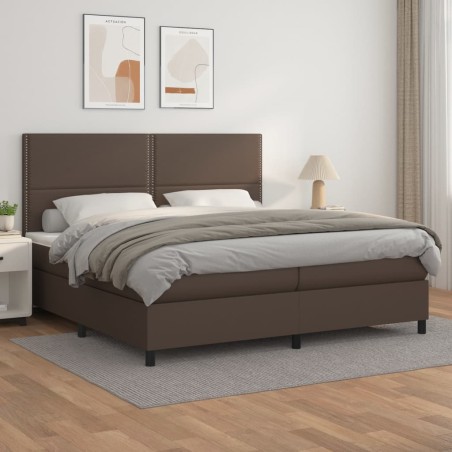 vidaXL Boxspringbett mit Matratze Braun 200x200 cm Kunstleder