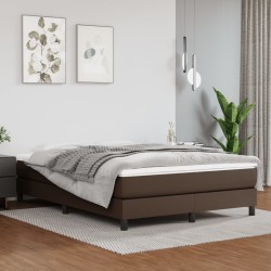 vidaXL Boxspringbett mit Matratze Braun 140x190 cm Kunstleder