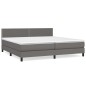 vidaXL Boxspringbett mit Matratze Grau 200x200 cm Kunstleder vidaXL Boxspringbett mit Matratze Grau 200x200 cm Kunstleder