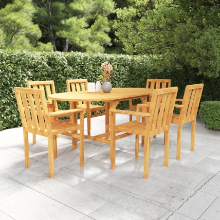 7-tlg. Garten-Essgruppe Massivholz Teak