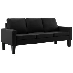 vidaXL 3-Sitzer-Sofa Schwarz Kunstleder