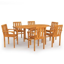 7-tlg. Garten-Essgruppe Massivholz Teak