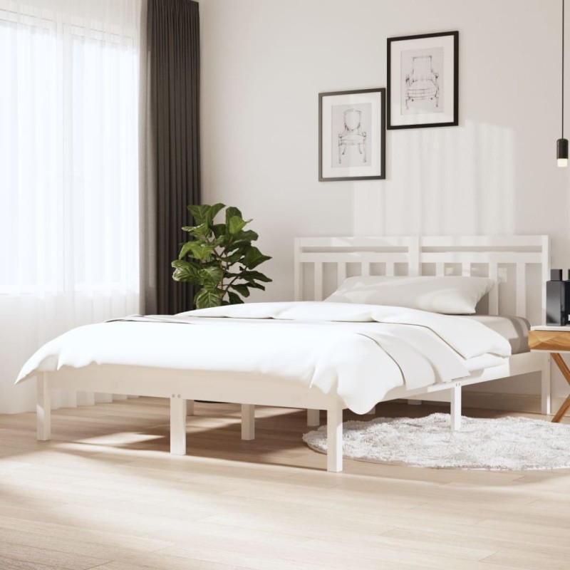 vidaXL Massivholzbett Weiß 135x190 cm vidaXL Massivholzbett Weiß 135x190 cm