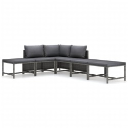 vidaXL 6-tlg. Garten-Lounge-Set mit Kissen Poly Rattan Grau