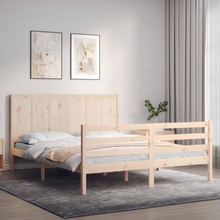 vidaXL Massivholzbett mit Kopfteil