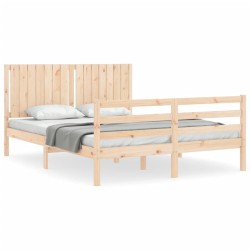 vidaXL Massivholzbett mit Kopfteil