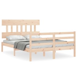 vidaXL Massivholzbett mit Kopfteil 140x190 cm