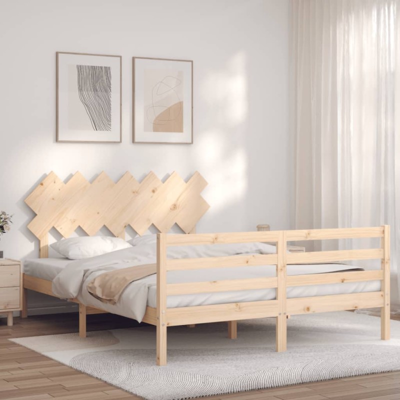 vidaXL Massivholzbett mit Kopfteil 140x190 cm vidaXL Massivholzbett mit Kopfteil 140x190 cm