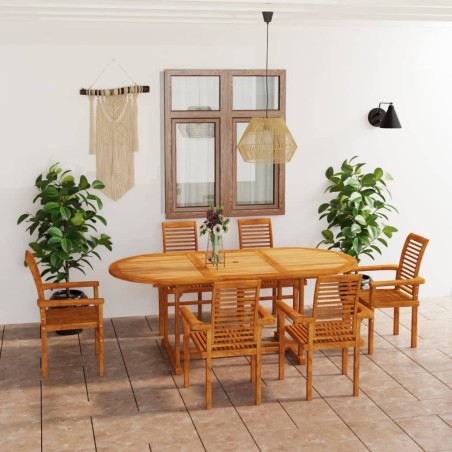 vidaXL 7-tlg. Garten-Essgruppe Massivholz Teak