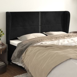 vidaXL Kopfteil mit Ohren Schwarz 163x23x118/128 cm Samt