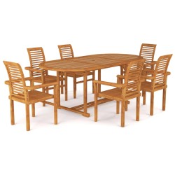 vidaXL 7-tlg. Garten-Essgruppe Massivholz Teak