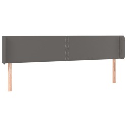 vidaXL Kopfteil mit Ohren Grau 203x16x78/88 cm Kunstleder