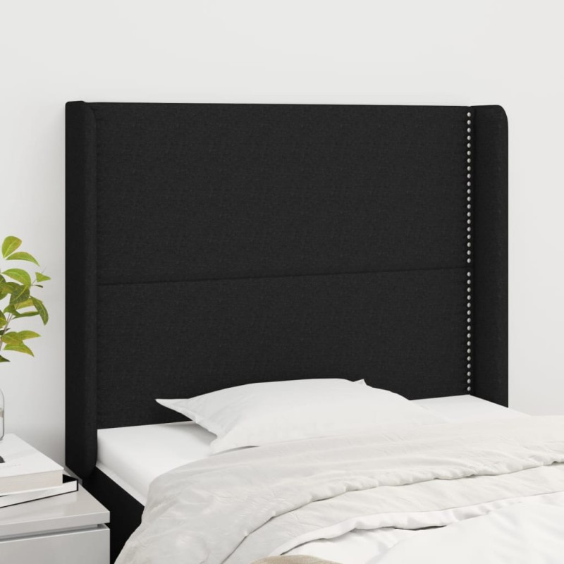 vidaXL Kopfteil mit Ohren Schwarz 83x16x118/128 cm Stoff vidaXL Kopfteil mit Ohren Schwarz 83x16x118/128 cm Stoff
