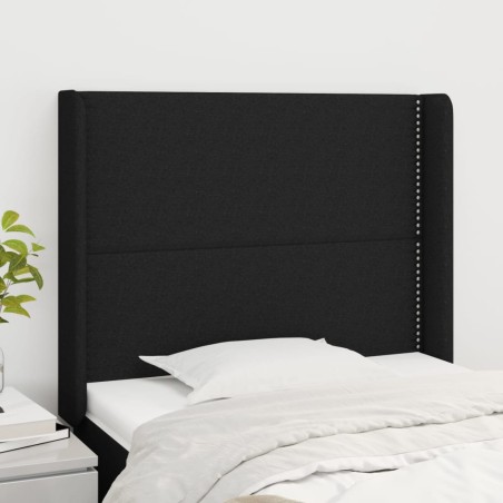 vidaXL Kopfteil mit Ohren Schwarz 83x16x118/128 cm Stoff
