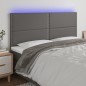 vidaXL LED Kopfteil Grau 200x5x118/128 cm Kunstleder vidaXL LED Kopfteil Grau 200x5x118/128 cm Kunstleder
