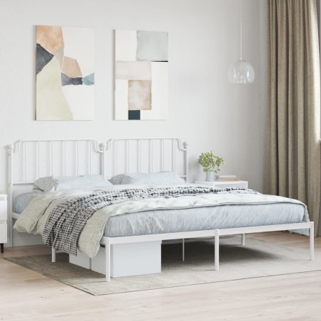 vidaXL Bettgestell mit Kopfteil Metall Weiß 200x200 cm