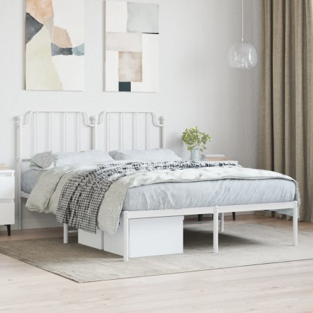 vidaXL Bettgestell mit Kopfteil Metall Weiß 140x190 cm