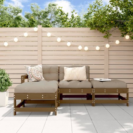 vidaXL 4-tlg. Garten-Lounge-Set Honigbraun Massivholz Kiefer