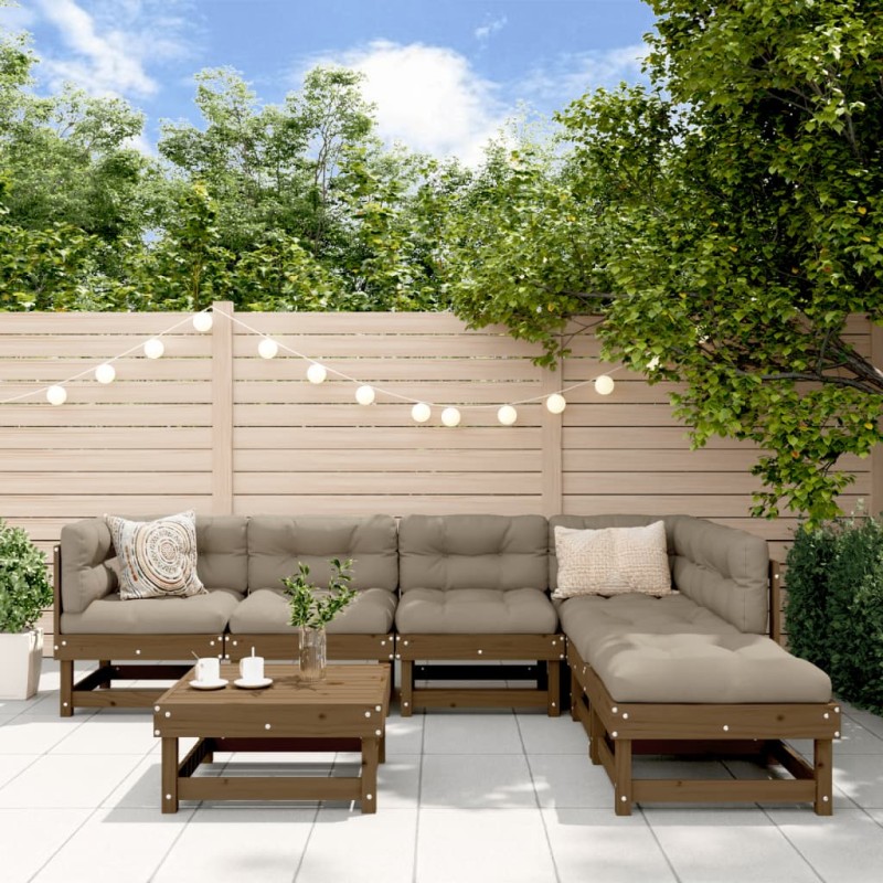 vidaXL 7-tlg. Garten-Lounge-Set Honigbraun Massivholz Kiefer vidaXL 7-tlg. Garten-Lounge-Set Honigbraun Massivholz Kiefer