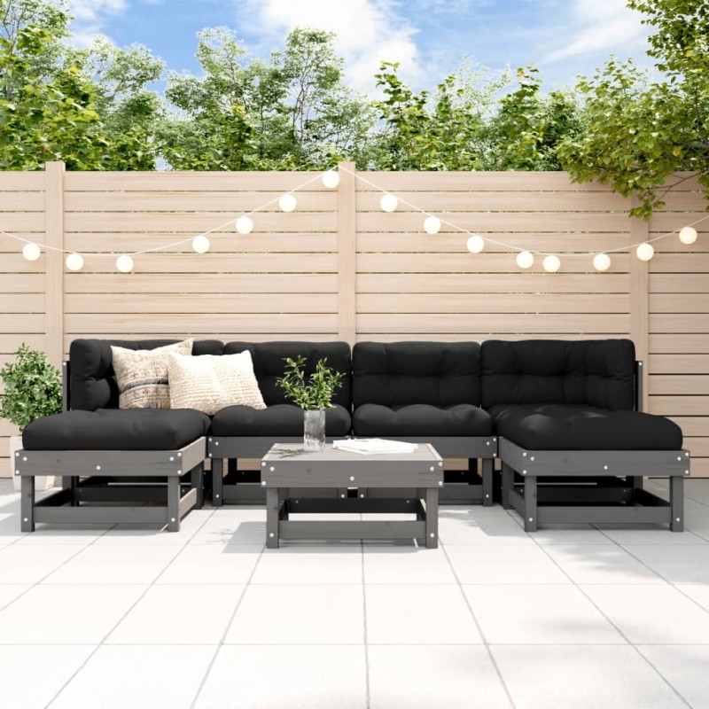 vidaXL 7-tlg. Garten-Lounge-Set Grau Massivholz Kiefer vidaXL 7-tlg. Garten-Lounge-Set Grau Massivholz Kiefer