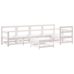 vidaXL 6-tlg. Garten-Lounge-Set Weiß Massivholz Kiefer