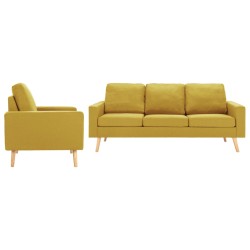 vidaXL 2-tlg. Sofagarnitur Stoff Gelb