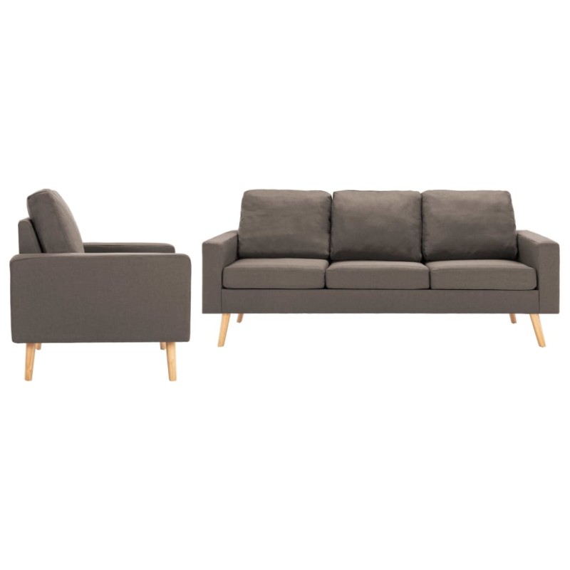 vidaXL 2-tlg. Sofagarnitur Stoff Taupe vidaXL 2-tlg. Sofagarnitur Stoff Taupe