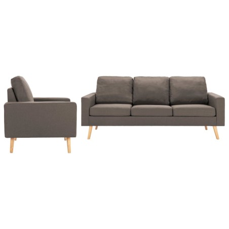 vidaXL 2-tlg. Sofagarnitur Stoff Taupe