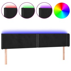 vidaXL LED Kopfteil Schwarz 163x16x78/88 cm Samt