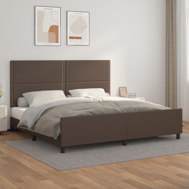 vidaXL Bettgestell mit Kopfteil Braun 200x200 cm Kunstleder vidaXL Bettgestell mit Kopfteil Braun 200x200 cm Kunstleder