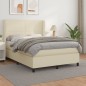 vidaXL Boxspringbett mit Matratze Creme 140x190 cm Kunstleder vidaXL Boxspringbett mit Matratze Creme 140x190 cm Kunstleder