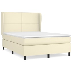 vidaXL Boxspringbett mit Matratze Creme 140x190 cm Kunstleder