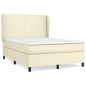 vidaXL Boxspringbett mit Matratze Creme 140x190 cm Kunstleder vidaXL Boxspringbett mit Matratze Creme 140x190 cm Kunstleder