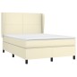 vidaXL Boxspringbett mit Matratze Creme 140x190 cm Kunstleder vidaXL Boxspringbett mit Matratze Creme 140x190 cm Kunstleder