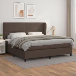 vidaXL Boxspringbett mit Matratze Braun 200x200 cm Kunstleder