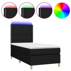 vidaXL Boxspringbett mit Matratze & LED Schwarz 80x200 cm Stoff