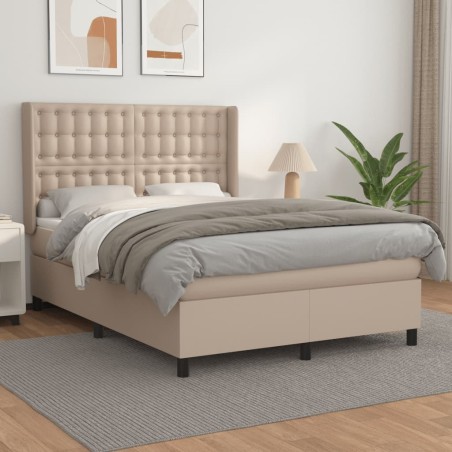 vidaXL Boxspringbett Matratze Cappuccino-Braun 140x190cm Kunstleder