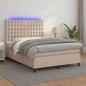 vidaXL Boxspringbett mit Matratze & LED Cappuccino-Braun 140x190cm vidaXL Boxspringbett mit Matratze & LED Cappuccino-Braun 140x190cm
