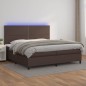vidaXL Boxspringbett mit Matratze & LED Braun 200x200 cm Kunstleder vidaXL Boxspringbett mit Matratze & LED Braun 200x200 cm Kunstleder