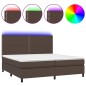 vidaXL Boxspringbett mit Matratze & LED Braun 200x200 cm Kunstleder vidaXL Boxspringbett mit Matratze & LED Braun 200x200 cm Kunstleder
