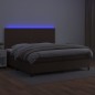 vidaXL Boxspringbett mit Matratze & LED Braun 200x200 cm Kunstleder vidaXL Boxspringbett mit Matratze & LED Braun 200x200 cm Kunstleder
