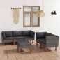 6-tlg. Garten-Lounge-Set mit Kissen Poly Rattan Grau 6-tlg. Garten-Lounge-Set mit Kissen Poly Rattan Grau