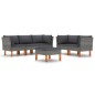 6-tlg. Garten-Lounge-Set mit Kissen Poly Rattan Grau 6-tlg. Garten-Lounge-Set mit Kissen Poly Rattan Grau