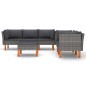 6-tlg. Garten-Lounge-Set mit Kissen Poly Rattan Grau 6-tlg. Garten-Lounge-Set mit Kissen Poly Rattan Grau