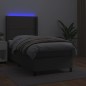 vidaXL Boxspringbett mit Matratze & LED Grau 100x200 cm Kunstleder vidaXL Boxspringbett mit Matratze & LED Grau 100x200 cm Kunstleder