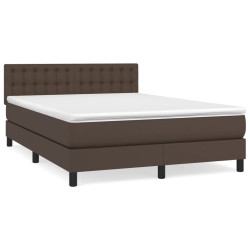 vidaXL Boxspringbett mit Matratze Braun 140x190 cm Kunstleder